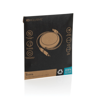 Logo trade reklaamtoote pilt: Terra RCS alumiiniumist sissetõmmatav 240W 2-in-1 kaabel