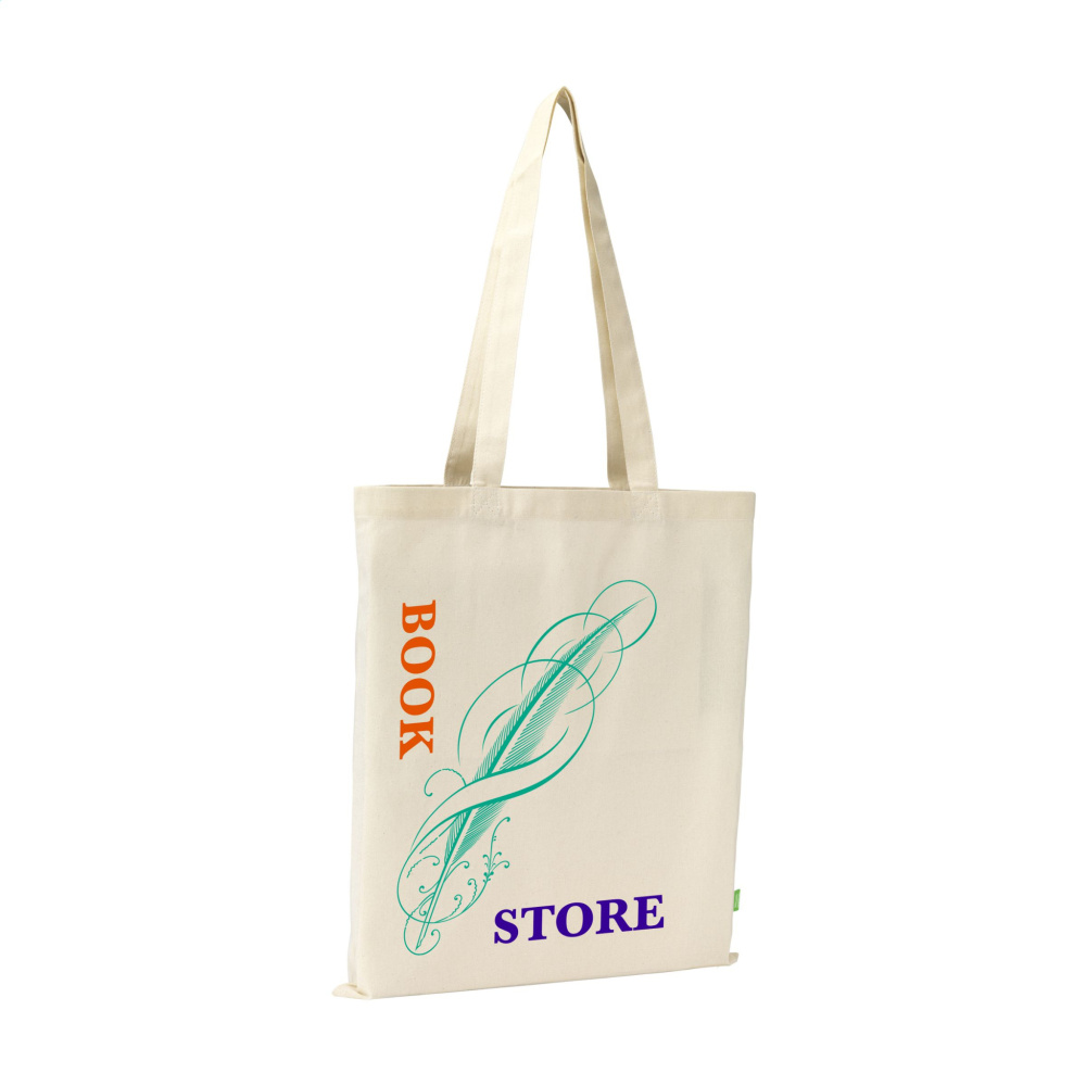 Logotrade mainoslahja tuotekuva: Luomupuuvillainen GOTS Shopper (140 g/m²) pussi