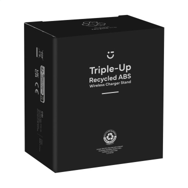 Logo trade mainoslahja ja liikelahja tuotekuva: Triple-Up RCS kierrätetty ABS-langaton latausteline