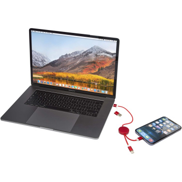 Logo trade liikelahjat tuotekuva: Alasia kierrätysalumiininen ja -muovinen 30 cm:n ja 27 W:n datasynkronoiva 5-in-1-pikalatauskaapeli