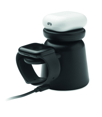 Logo trade liikelahja mainoslahja tuotekuva: 3 in 1 langaton laturi 15W