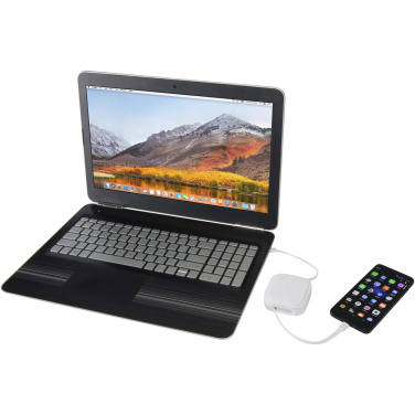 Logo trade mainoslahja ja liikelahja tuotekuva: Gloas 5-in-1-kierrätysmuovinen, sisäänvedettävä datasynkronointi- ja 100 W:n pikalatauskaapeli älypuhelimen työkalusarjalla