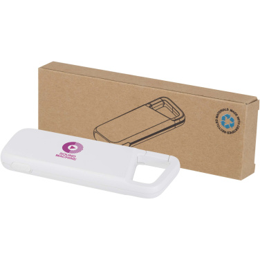 Logo trade liikelahja kuva: Alkes 5 000 mAh:n ja 12 W:n kierrätysmuovista valmistettu vedenkestävä varavirtalähde jousihaalla