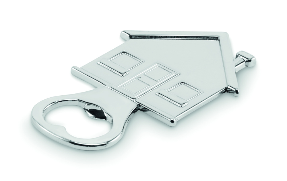 Logo trade mainoslahjat ja liikelahjat kuva: Talon muotoinen pullonavaaja