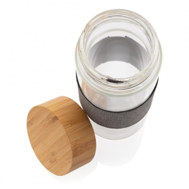 Logotrade reklaminiai produktai nuotrauka: Impact borosilikatinio stiklo butelis su bambuko dangteliu