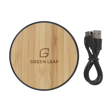 Logotrade reklaminės dovanos nuotrauka: Bamboo 10W Wireless Charger belaidis greitas įkroviklis