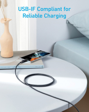 Logotrade dovana nuotrauka: „Anker“ USB-C–USB-C laidas, 1,8 metro, 60 W