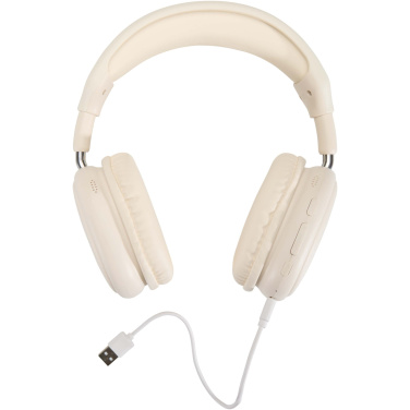 Logotrade firminės dovanos nuotrauka: „Alzir“ perdirbto plastiko belaidės „Bluetooth®“ ausinės, dedamos ant ausies
