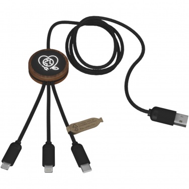 Logotrade ziemassvētku dāvanas foto: SCX.design C36 3-in-1 rPET apgaismojuma logotips pagarināts uzlādes kabelis ar apaļu bambusa korpusu