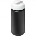 Pamatlīnijas 500 ml otrreizēji pārstrādāta sporta pudele, Vienkrāsains melns/balts