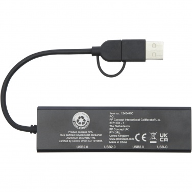 Logotrade Ideja dāvanas foto: Rise RCS pārstrādāta alumīnija USB 2.0 centrmezgls