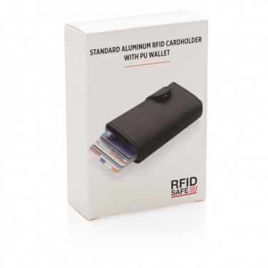 Logotrade dāvanas foto: Standarta alumīnija RFID karšu turētājs ar PU maku