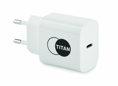 Logotrade Ideja dāvanas foto: 20W 2 portu USB lādētāja EU spraudnis