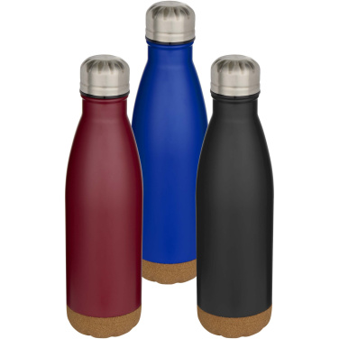 Logotrade korporatīvās dāvanas foto: Cove 500 ml dubultsienu vakuuma izolēta nerūsējošā tērauda ūdens pudele ar korķa detaļām