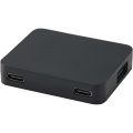 Gaia 4 portu USB centrmezgls ar USB-A un C tipa izeju un divkāršu ieeju - izgatavots no pārstrādātas plastmasas, Vienmērīgi melna