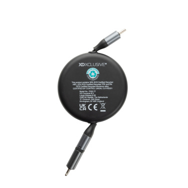 Logotrade biznesa dāvanas foto: Terra RCS pārstrādāta alumīnija ievelkams 240 W 2-in-1 kabelis