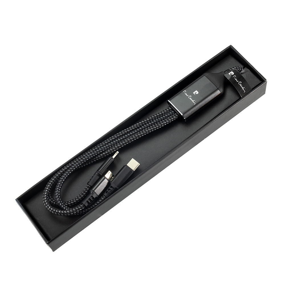 Логотрейд pекламные подарки картинка: Кабель 3 в 1 с подсвечиваемым логотипом Pierre Cardin