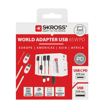 Логотрейд pекламные подарки картинка: Адаптер SKROSS World Travel MUV 65W PD с кабелем USB C