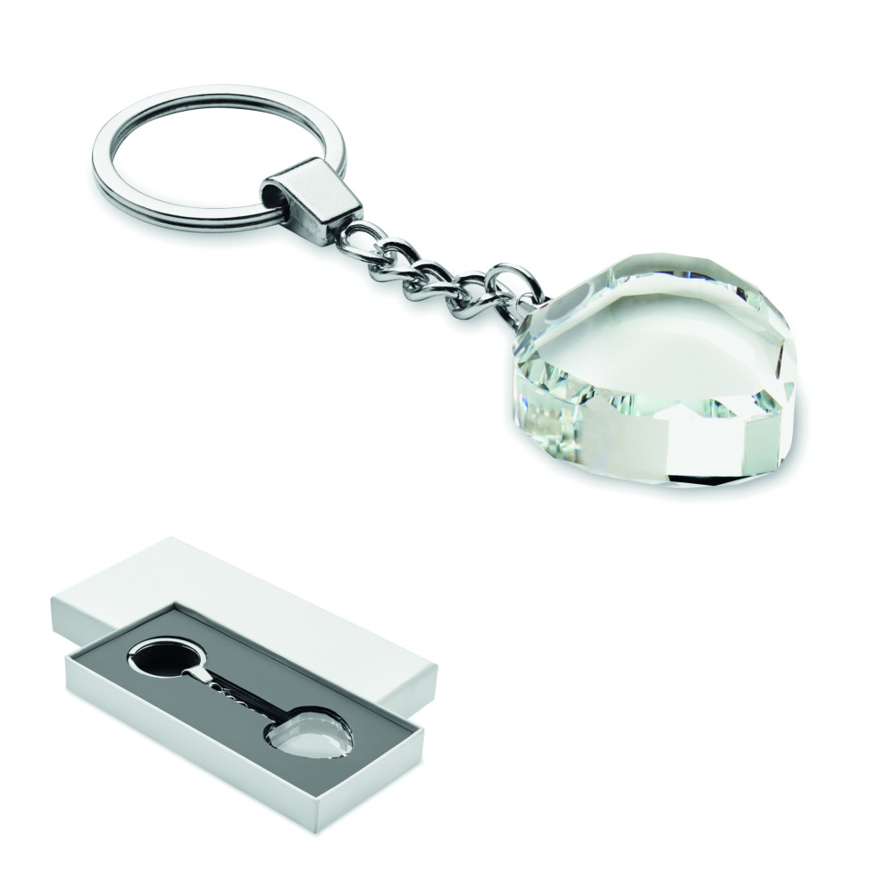 Логотрейд pекламные cувениры картинка: Glass heart award key ring