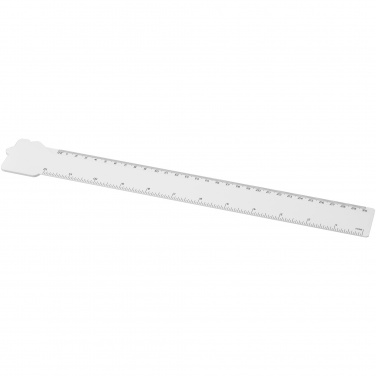Logotrade profilprodukter bild: Tait 30 cm husformad linjal av återvunnen plast