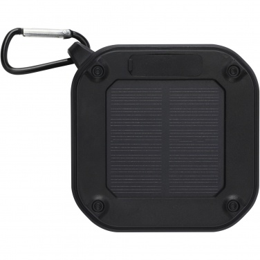 Logotrade reklamprodukter bild: Solo soldriven Bluetooth®-högtalare med karbinhake på 3 W av IPX5 RCS-återvunnen plast 