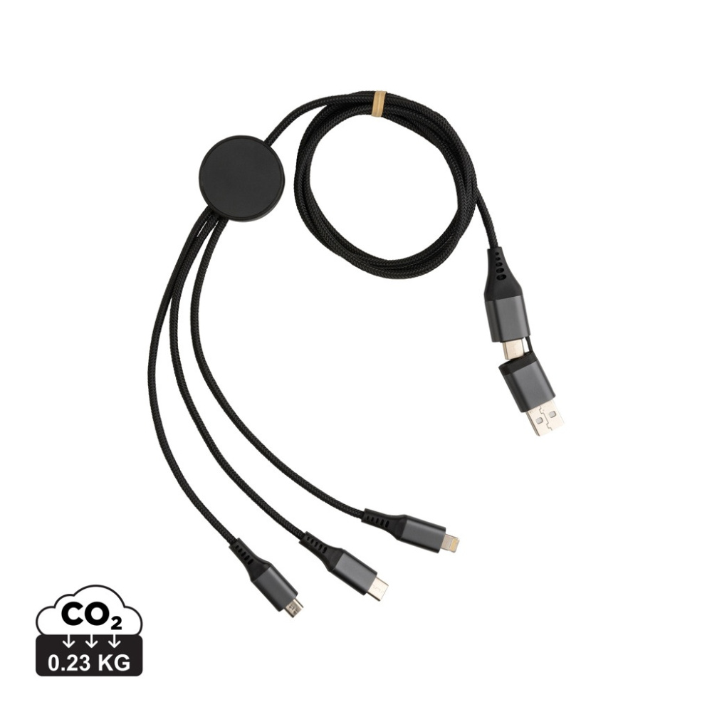 Logotrade reklamprodukter bild: Terra 120cm 6-i-1 kabel i RCS återvunnen aluminium
