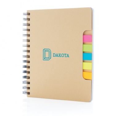 Logotrade kampanjprodukter bild: A5 Kraft spiralbunden anteckningsbok med sticky notes