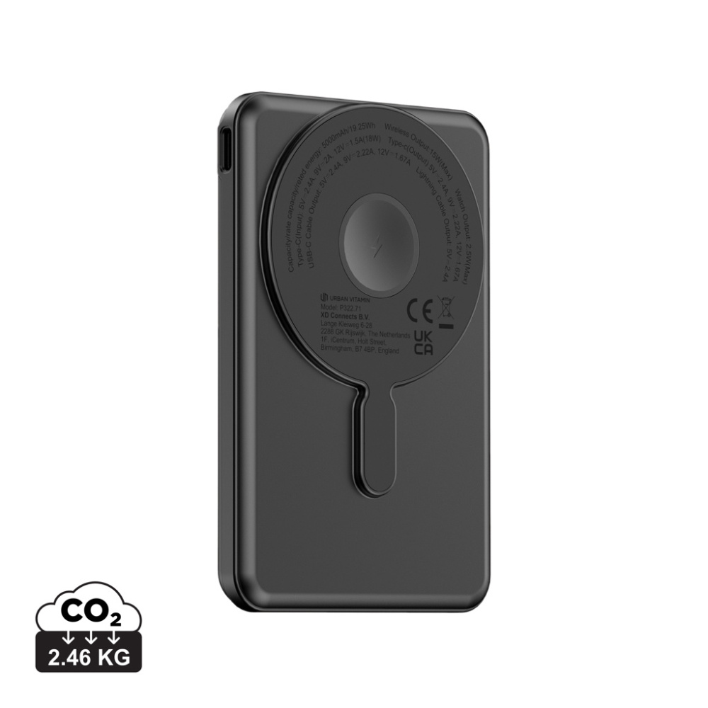 Logotrade presentreklam bild: Urban Vitamin Redwood 5in1 5000mah 20WPD magnetisk powerbank