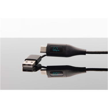Logotrade presentreklam bild: SCX.design C51 supersnabb 5-i-1 rPET-laddningssladd på 60 W med skärm