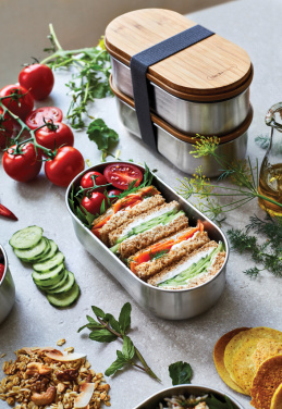 Logotrade reklamprodukter bild: Black+Blum Dubbel Rostfri Bento-låda