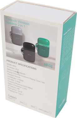 Logotrade reklamprodukter bild: Bluetooth-högtalare HF01 med inbyggda hörlurar 2 i 1