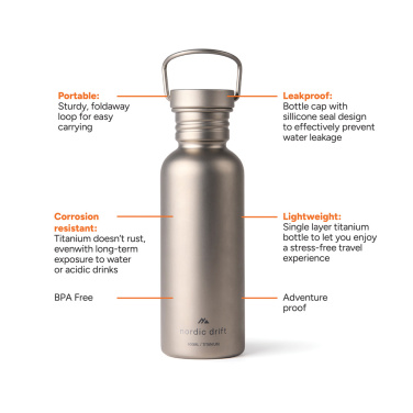 Logotrade profilprodukter bild: Nordic Drift Trail Light Titanium vattenflaska 600 ml